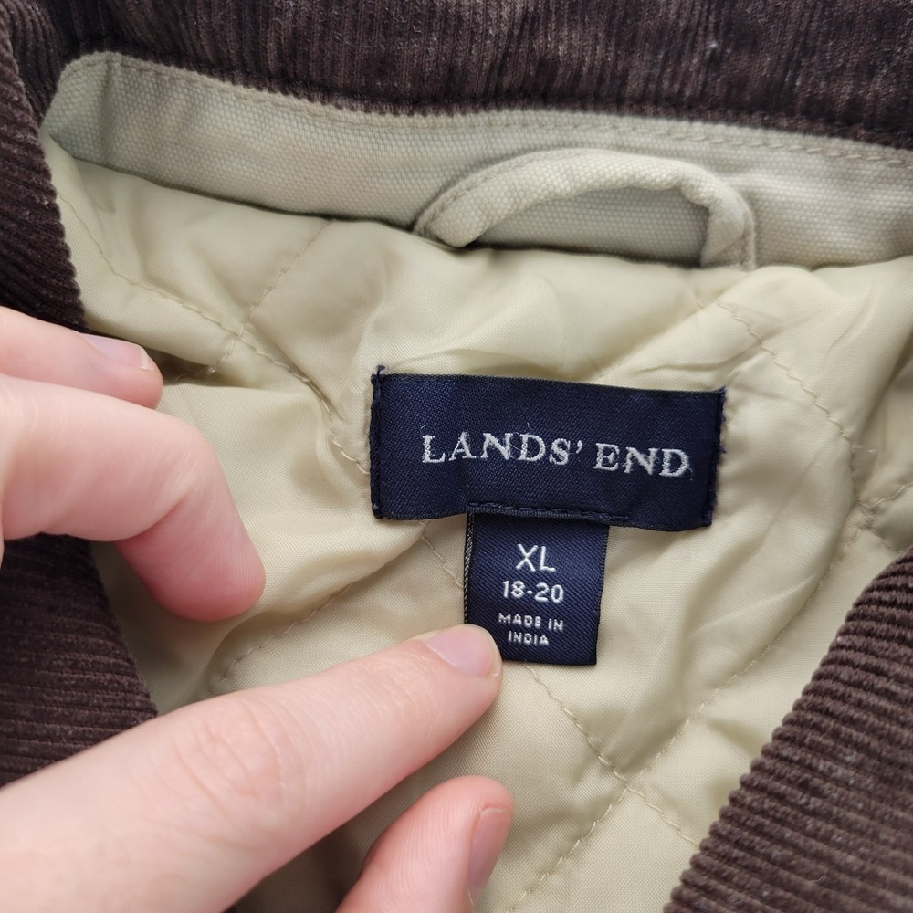 Lands End Canvas Chore Coat Corduroy Collar Button Front Womens‎ XL 18-20 Tan - Picture 2 of 16